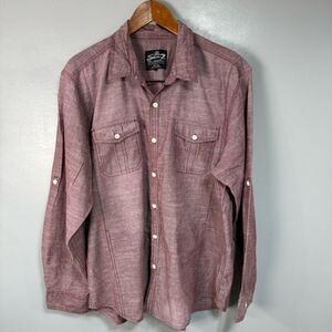Seven7 Men’s Chambray Soft Wash Shirt sz XXL Burgundy # E307